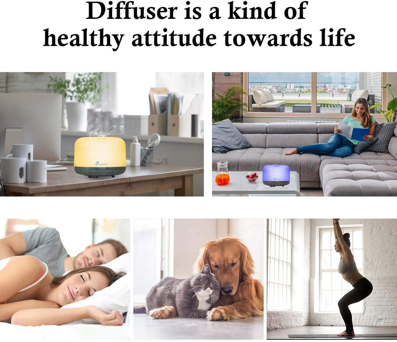 Essential Oil Diffuser 500ML Aromatherapy Diffuser Mist Humidifiers 7 Color LED