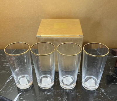 Mikasa Rare Discontinued Arius Gold Highball 15oz 4PC Set NIB