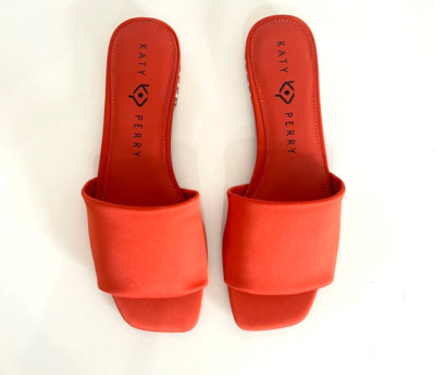 Katy Perry The Pearl Stretch Satin Slide Sandals, Woman's Size: 6.5 in Rusty