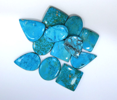 Natural Blue Turquoise Cabochon 520 Ct Mix Shape Gemstone Wholesale 12 Pcs Lot
