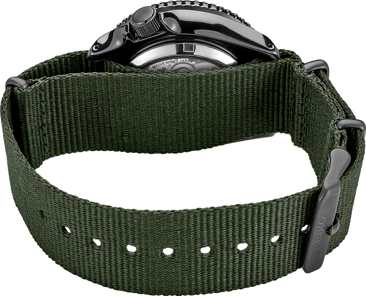 SEIKO SEIKO 5 SPORTS SRPD91 DAY/DATE AUTOMATIC WATCH BLACK DIAL OD-GREEN BAND