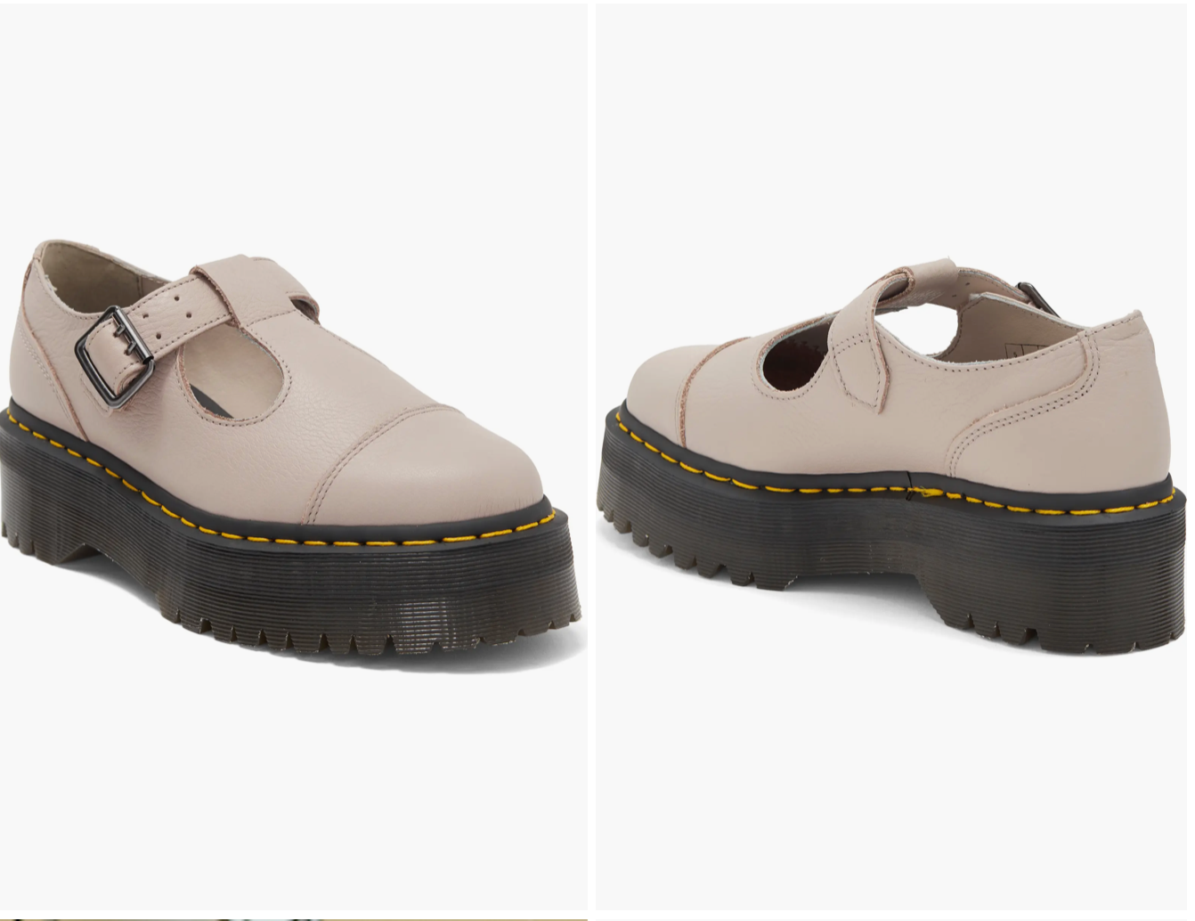 靴 behindclothesroom Dr. Martens Bethan Bethan Parchment Beige Pisa T-Bar Strap Platform Shoe
