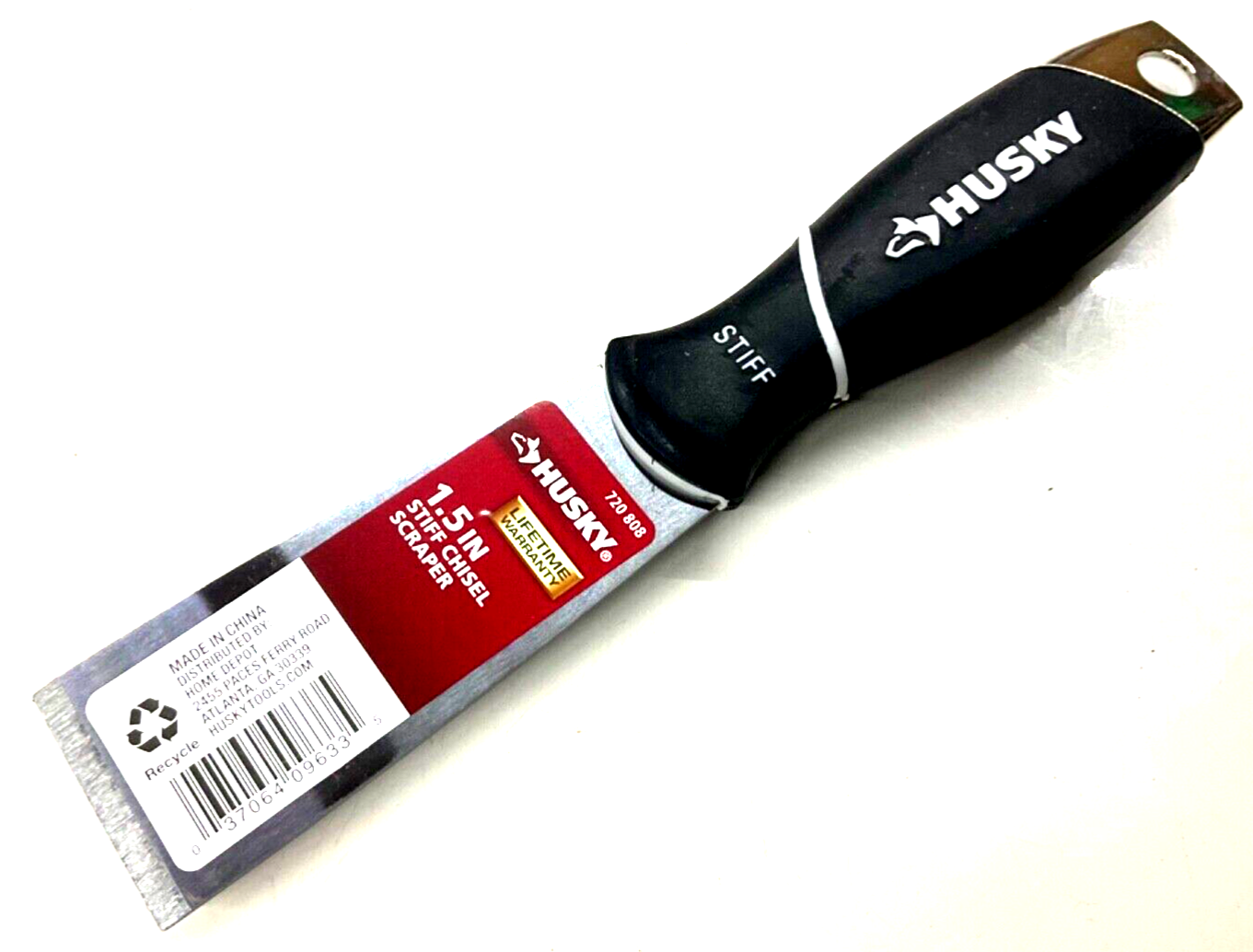 HUSKY TOOLS 1-1/2” STIFF BLADE CHISEL SCRAPER, RUBBER GRIP, 720