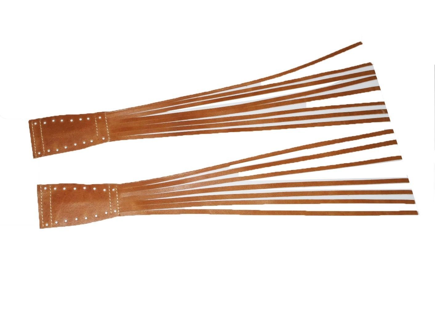 Indian Chief Handlebar Grip Cover Fringe Tassel Genuine Tan Leather 