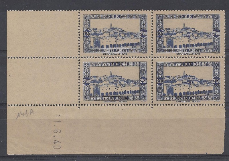 Algerie N° 141a - Bloc De 4 Coin Date - Neuf Sans Charniere - 11/6/40