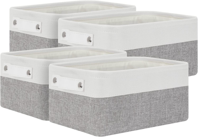 Small Storage Baskets for Organizing 4 Pack Fabric Storage Bins