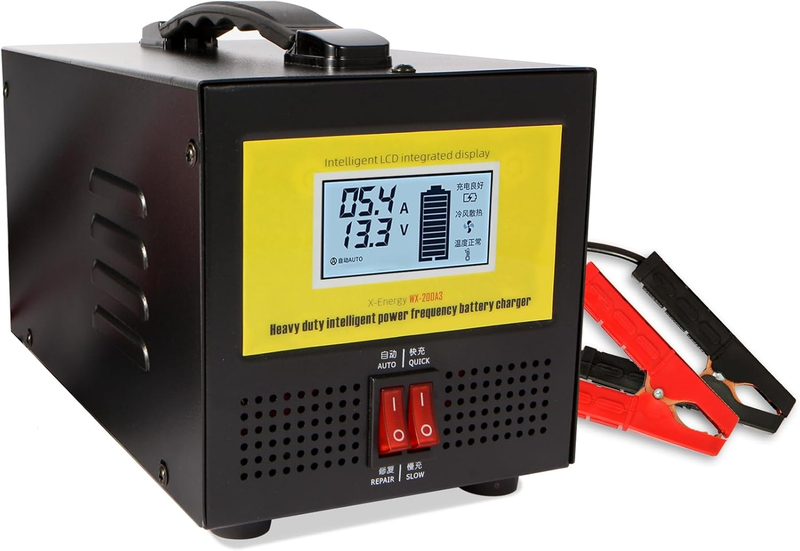 0-20 Amp 12V24V Heavy Duty Car Battery Charger Automotive Heavy Duty Auto Shutoff, Manual Repair Pure Copper Coil for Car SUV Truck,Rv,Boat, Lawn Mower Marine Batteries with Cable Length 8.8FT+7.8FT