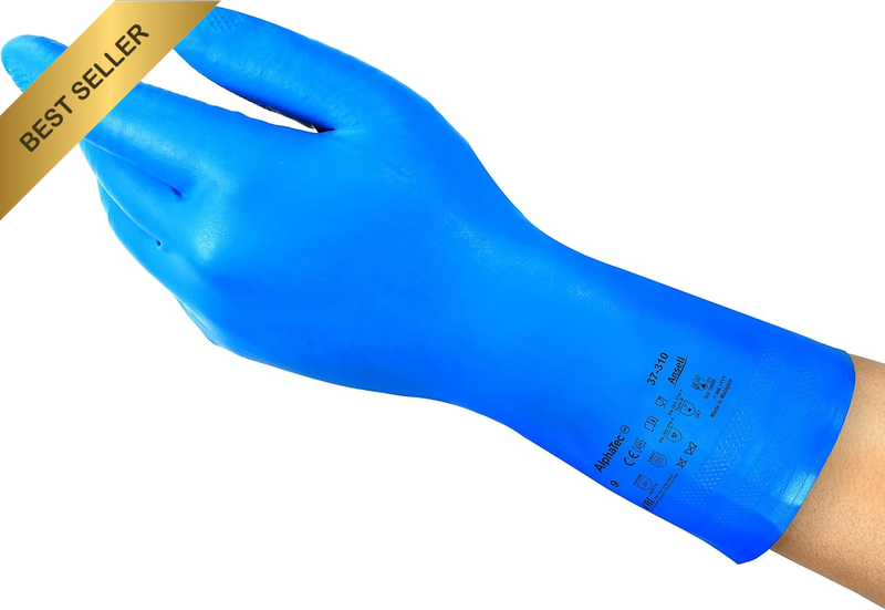Alphatec 37-310 Multipurpose Nitrile Gloves with Long Cuff, Chemical Protection