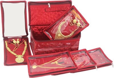 Satin Makeup Jewelery Earring Ring Necklace Pendant Storage Bag Pouches Case