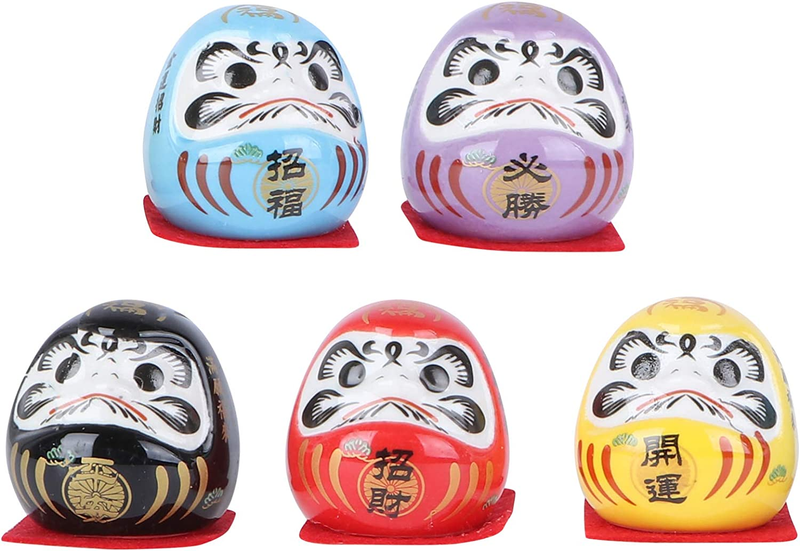 5Pcs Porcelain Mini Daruma Japanese Ochoko Daruma Ceramics Daruma Fortune Dolls