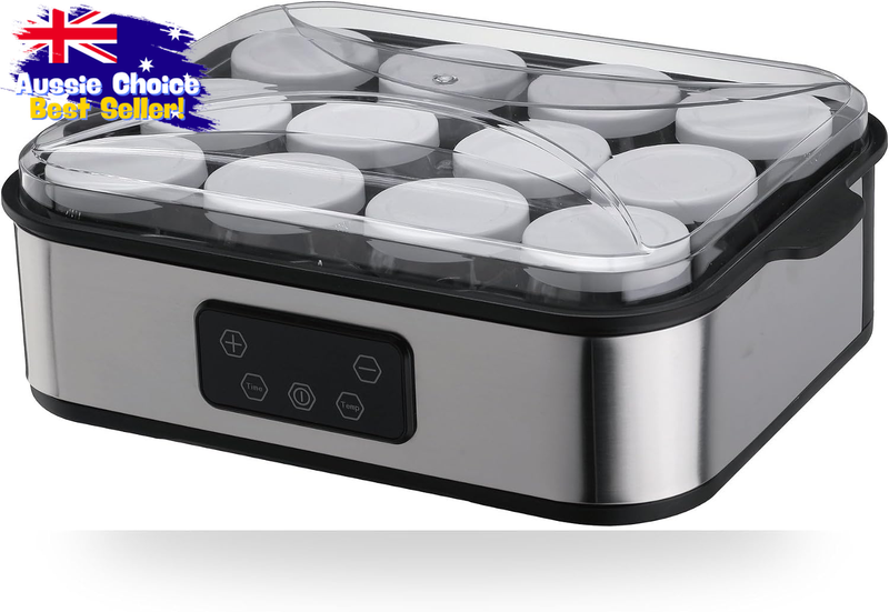 2.2L Digital Yogurt Maker 12 Jars Temp Control 20-50°C Timer AU Plug BPA-Free