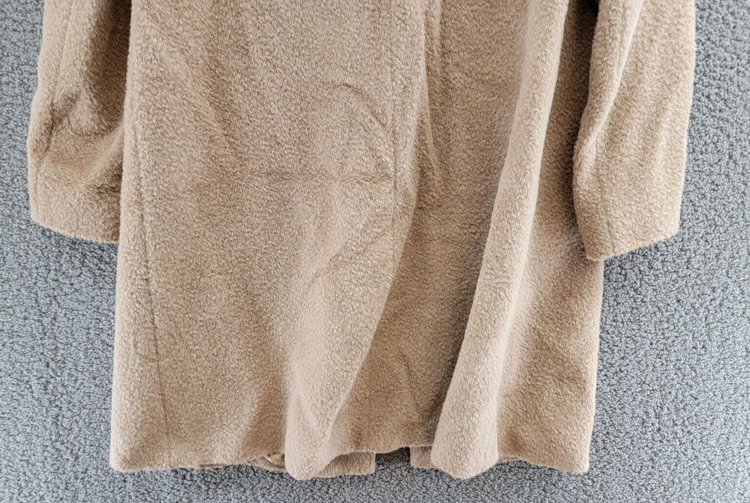 ICONS Cinzia Rocca Fitted Mid Length Coat Women's 6 Lt Camel Wool Blend L/S - Picture 13 of 17