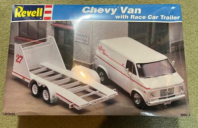 New! 1996 Revell 7250 1/24 Scale Chevy Van w/ Race Car Trailer Plastic Model Kit