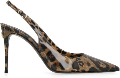 Pre-owned Dolce & Gabbana Kim Dolce&gabbana - Leather Pointy-toe Slingbacks 36 It In Animalier