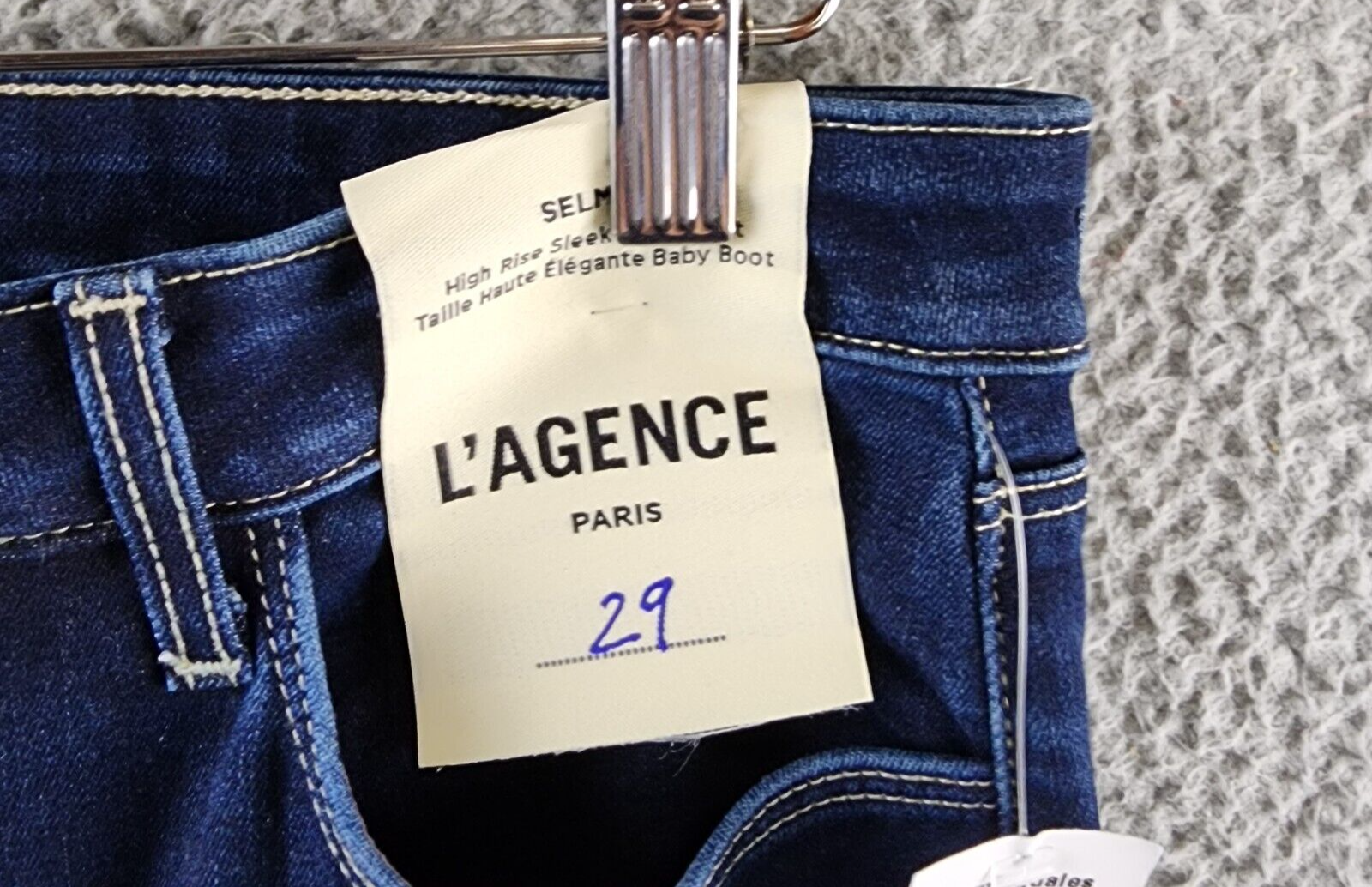 L'AGENCE Selma Sleek High Rise Baby Bootcut Jeans Women's 29 Alpine Button Zip - Picture 6 of 15