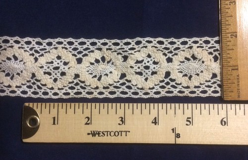 Lovely White & Cream Cotton Medallion Lace Trim for Crafts ~ Six Yards