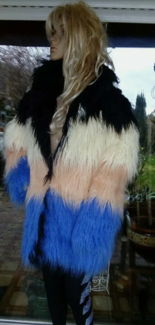 Zotteljacke, Felljacke, Flokatijacke, Zottelmantel,Vintage, RELIGION,  Kunstfell