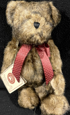 Boyds Bear 93648V Lil Sterling Plush Stuffed 10'' Red Ribbon Brown Bear red bow