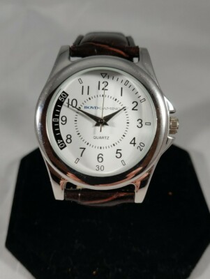BoydGaming Quartz Watch Silver Case White Dial Brown Leather Band FREE-Shipping