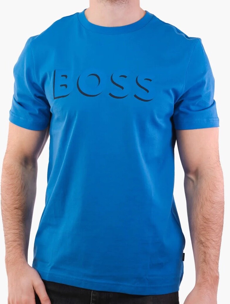 

Мужская футболка стандартного кроя HUGO BOSS Tiburt 339 среднего синего цвета 50481611 420, Синий