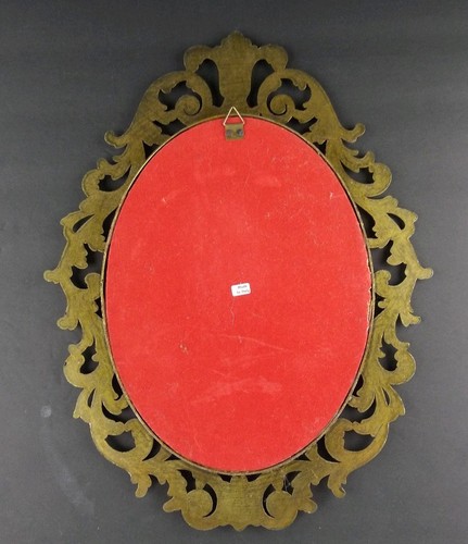 Vintage Scrolled Brass Italy Flowered Convex Ornate Picture Frames Oval Lot 3