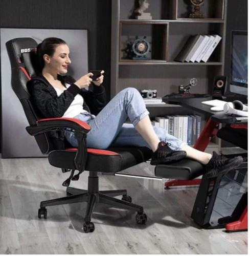 Ultimate 2022 Leather BOSSIN Gaming Chair: Big & Tall, Footrest, Support.