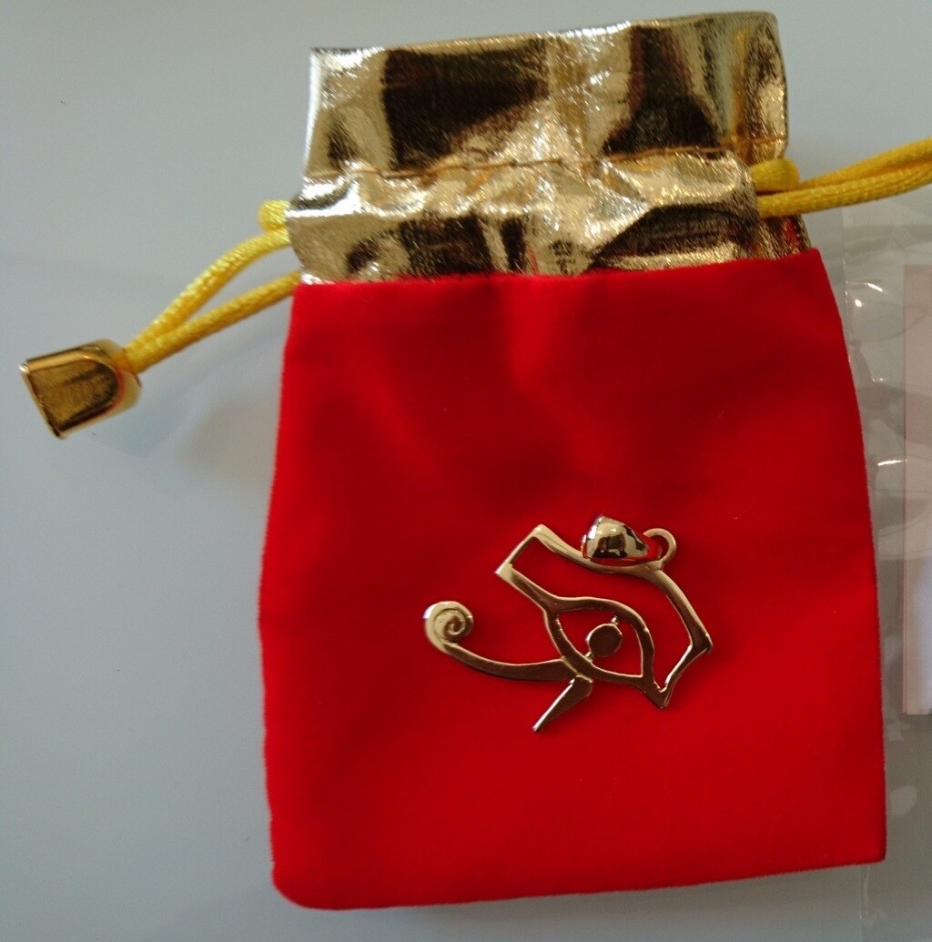 Pre-owned Eye Of Horus Egyptian Great Pendant Made Yellow Gold 18 K- Artisan Product