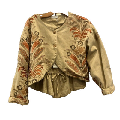 Krista Larson Bolero Jacket in Fawn Fern embroidered cotton