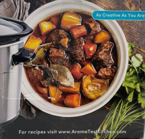 New AROMA 3 Qt SLOW COOKER Stainless Steel & Ceramic Electric Crock Pot ASC-503S