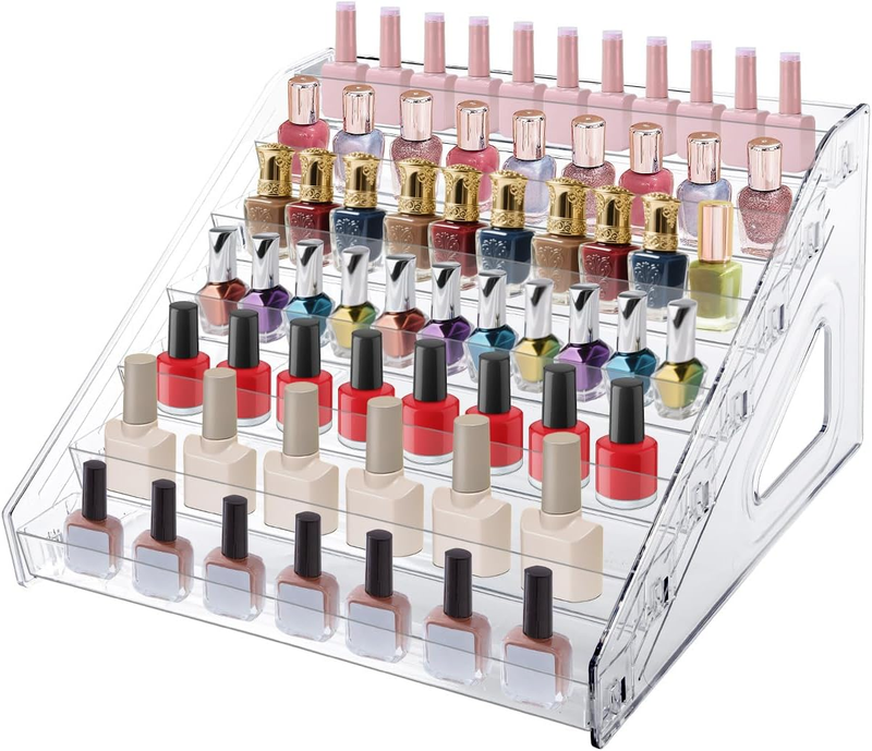 Nail Polish Organizer 7 Tier Clear Display Rack Holds 70 Bottles Essential Oil
