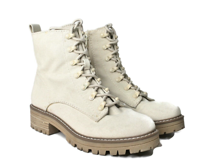 Women s Target Boots Sz. 7.5 Combat Side Zip Off White Canvas