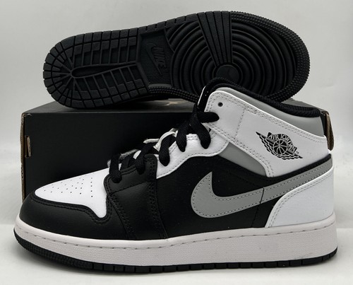 Pre-owned Nike Air Jordan 1 Retro Mid "white Shadow" 554725-073 Black White Smoke Grey