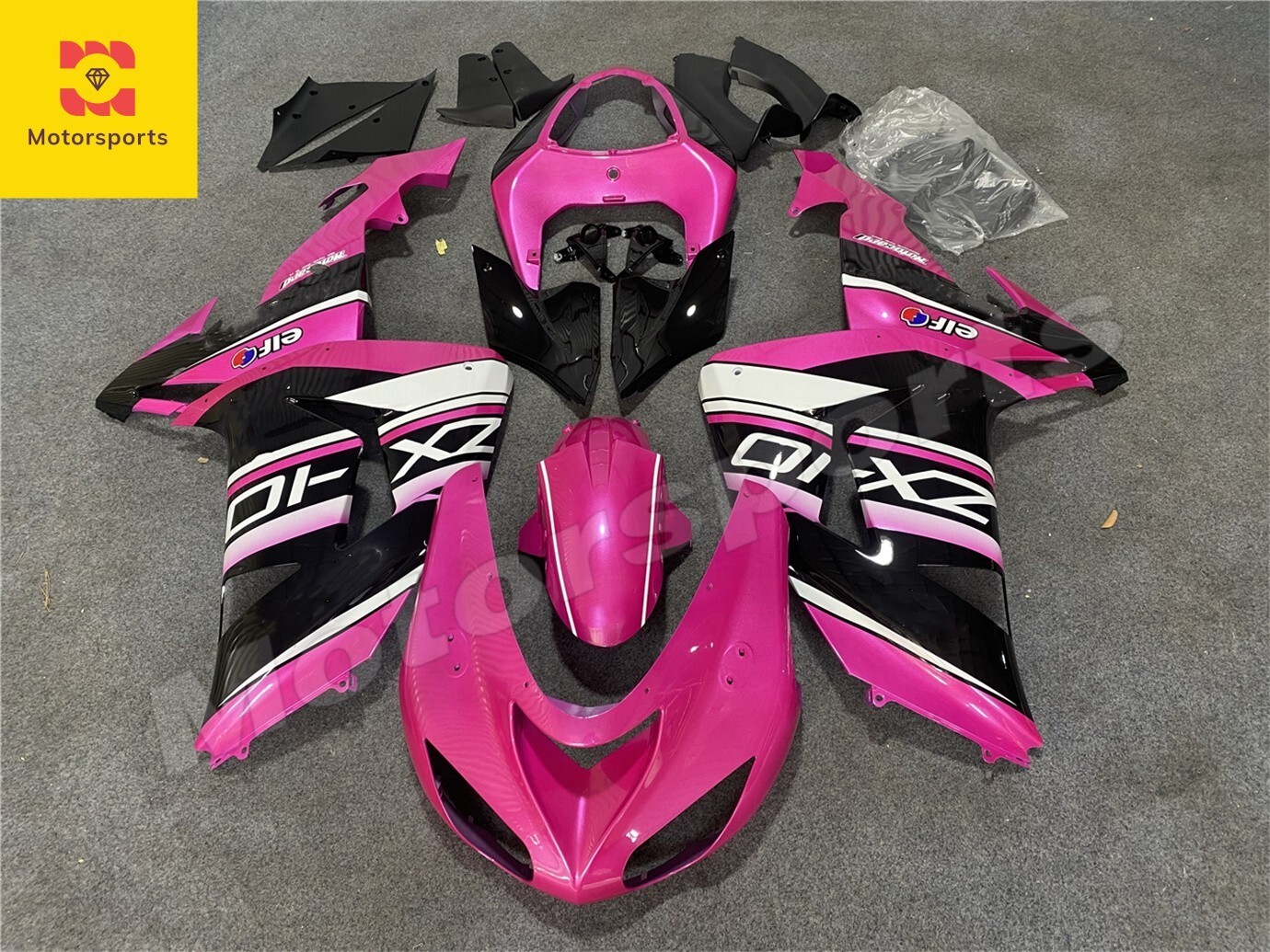 PINKY/MG製作用出品 2005-2006 Kawasaki Ninja ZX6R 636 Pink Black Fairing Kit Fit