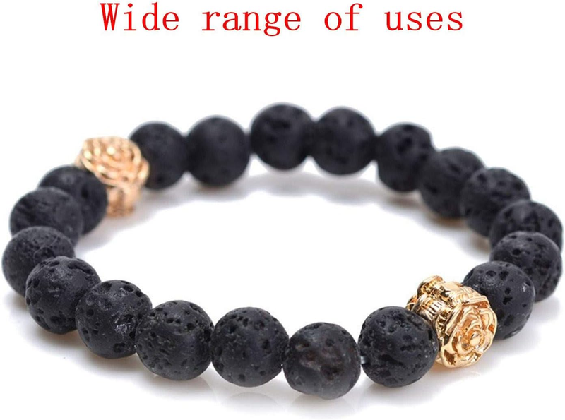 200PCS 8MM Natural Lava Beads Black Volcanic Stone Rock Beads Kits for Essential
