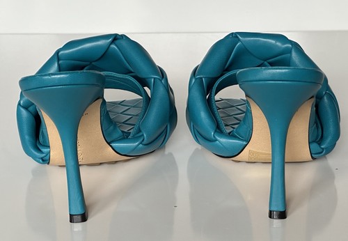 Pre-owned Bottega Veneta $1500  Lido Intrecciato Leather Mules Vintage Blue 7 Us 608854