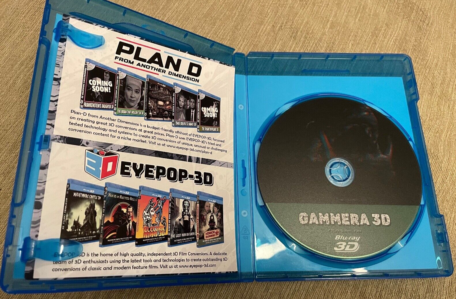 Blu-Ray 3D, Gamera 3D (Gammera), digital 3D and Anaglyph 3D, New Sealed