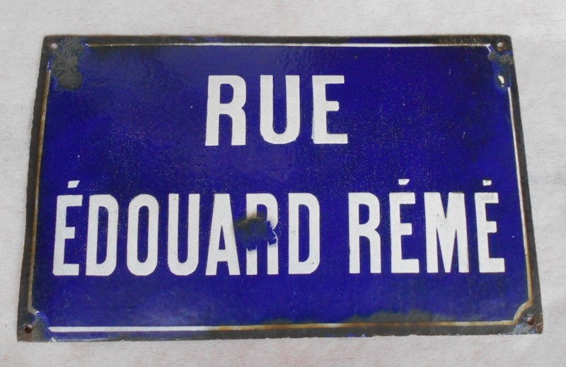Ancienne Plaque Emaille Bombee De Rue Edouard Reme Longueur 40 Cm
