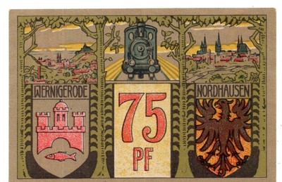 1921 Germany Wernigerode Notgeld 75 Pfennig Note (Z398)