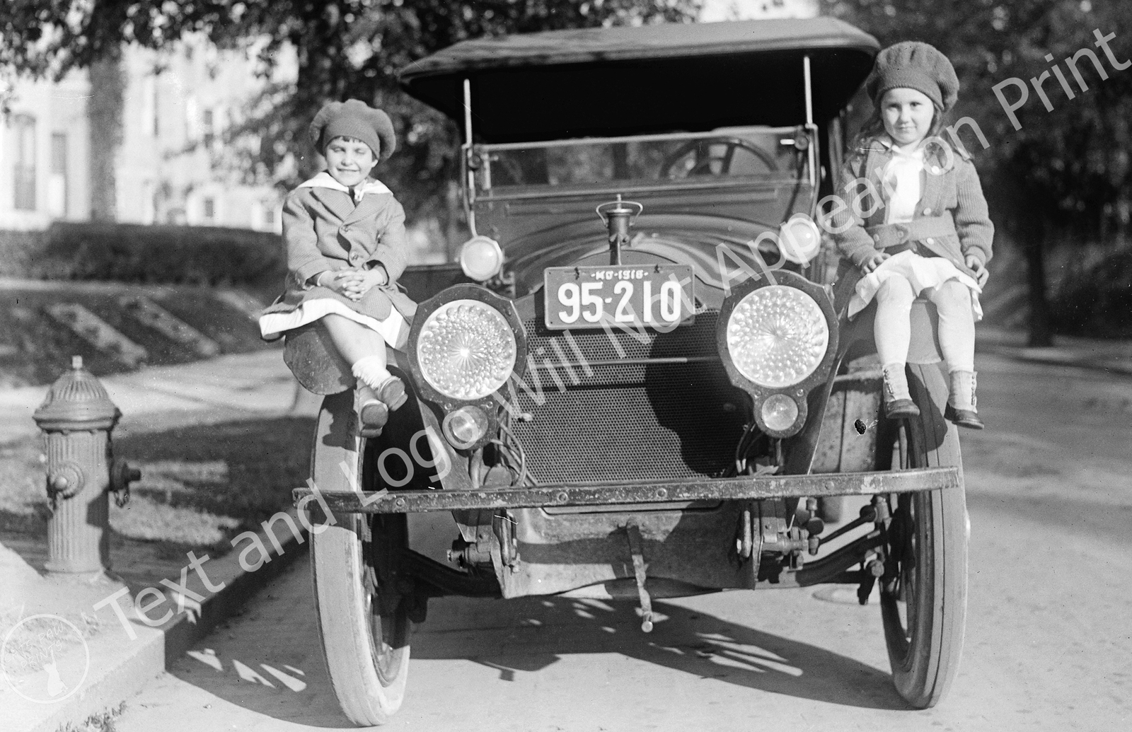 1920 O'Dell Children Sitting on a Car Vintage Old Photo 11" x 17" Reprint