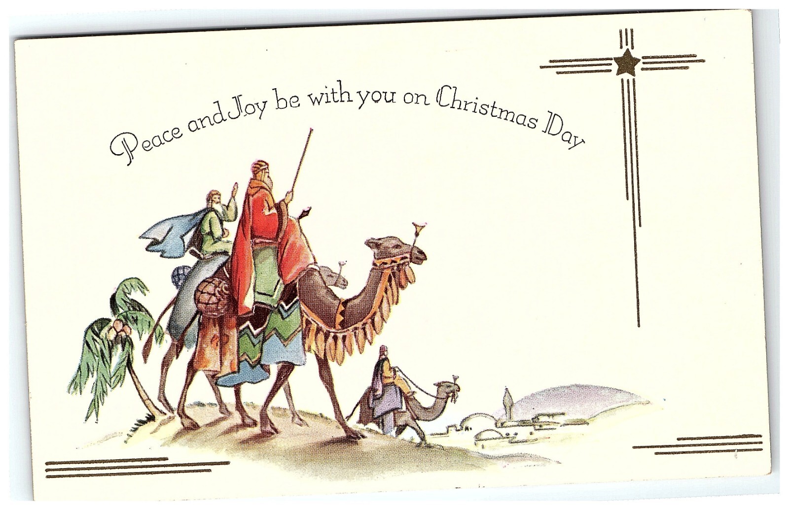 1907-15 Postcard Peace & Joy Be With You On Christmas Day Camels & Rider's