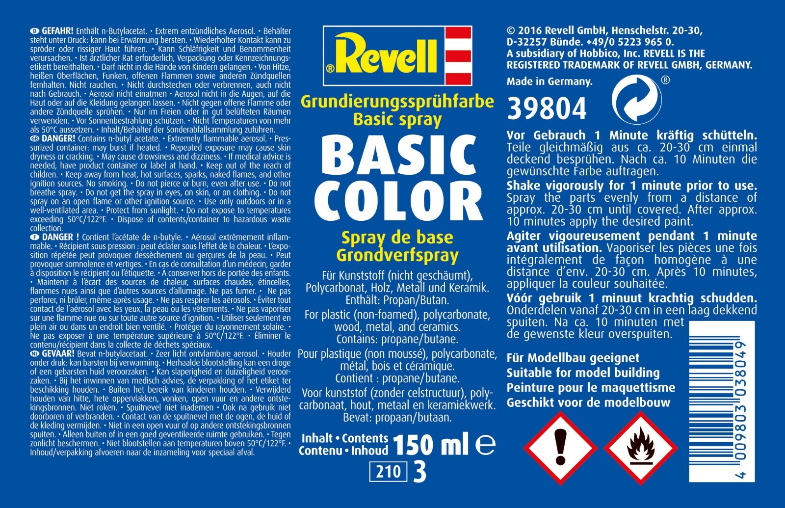 Revell Basic Color Grundierung Spray - 150 ml (6,66 100 ml)