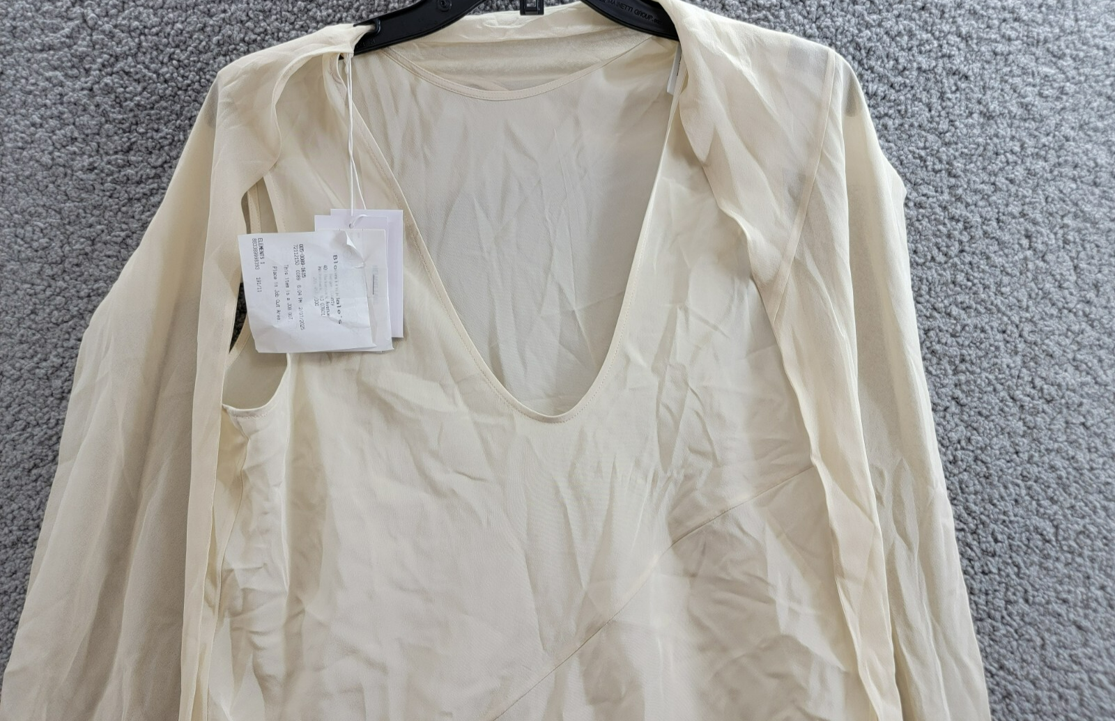 Helmut Lang Sleeveless Silk Scarf Top Womens M Oatmeal Scoop Neck Button Closure - Picture 3 of 15