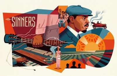 Sinners Mississippi Juke Joint Wide Mural Michael B Jordan Vampire Movie Poster