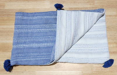Threshold Reversible Matelassé Stitch Stripe Blue & White Quilted Pillow Sham
