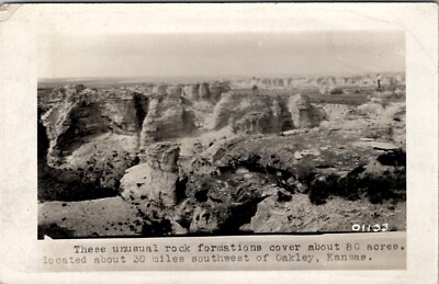 Rock Formations Southwest Oakley KS RPPC to Brunton Fam Pittsburgh Postcard A23