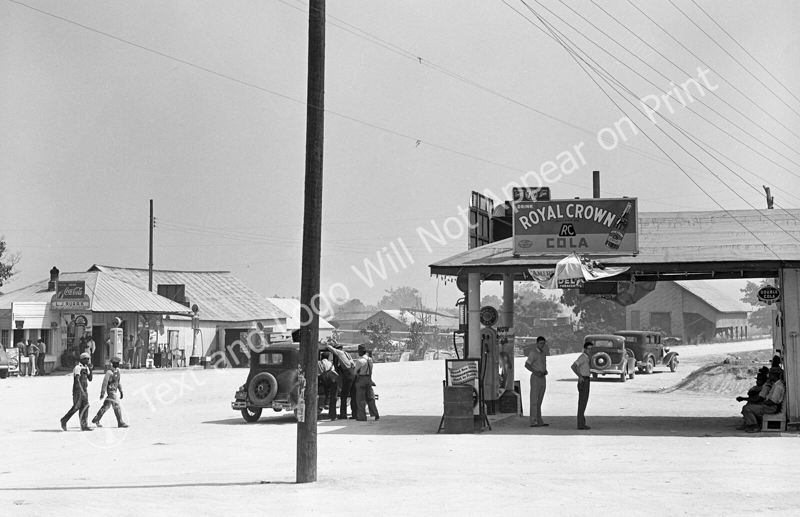 1941 Gas Stations, Woodville, Georgia Vintage Old Photo 11" x 17" Reprint