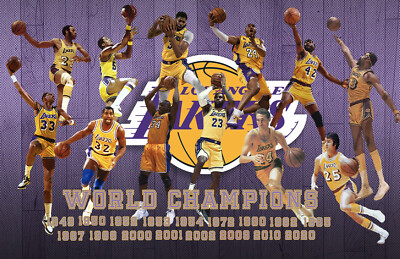 Los Angeles Lakers Lithograph print of Laker Championships