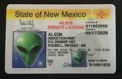 Alien AL Eon State of New Mexico Drivers License Novelty ID Card UFO Roswell