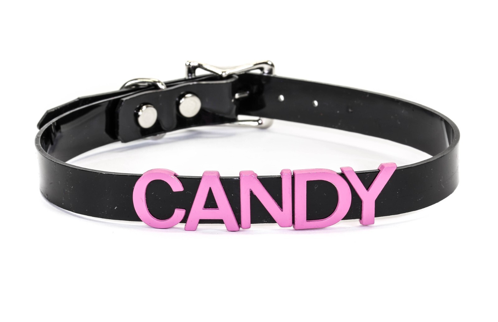 Black Vinyl Slave Name PVC Pink  Bdsm-Choker-Slut-Collar-Choker-Adult-Kinky