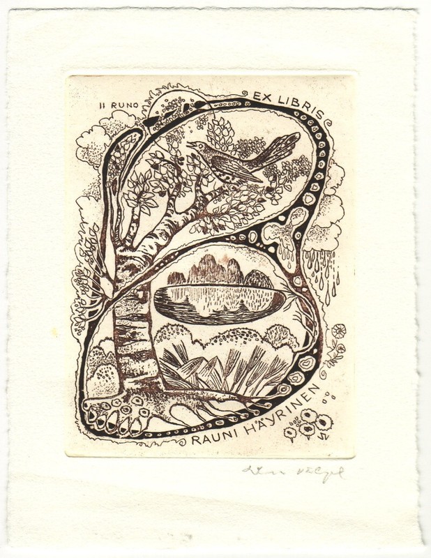 Silvi VÃLjal: Exlibris FÃ¼R Rauni HÃ¤Yrinen, Kalevalla, Runo Ii